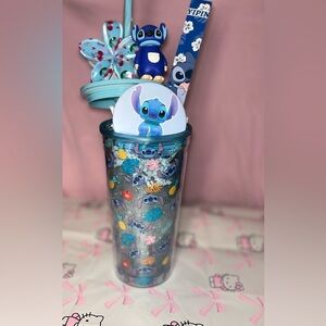Stitch Themed Tumbler with Straw